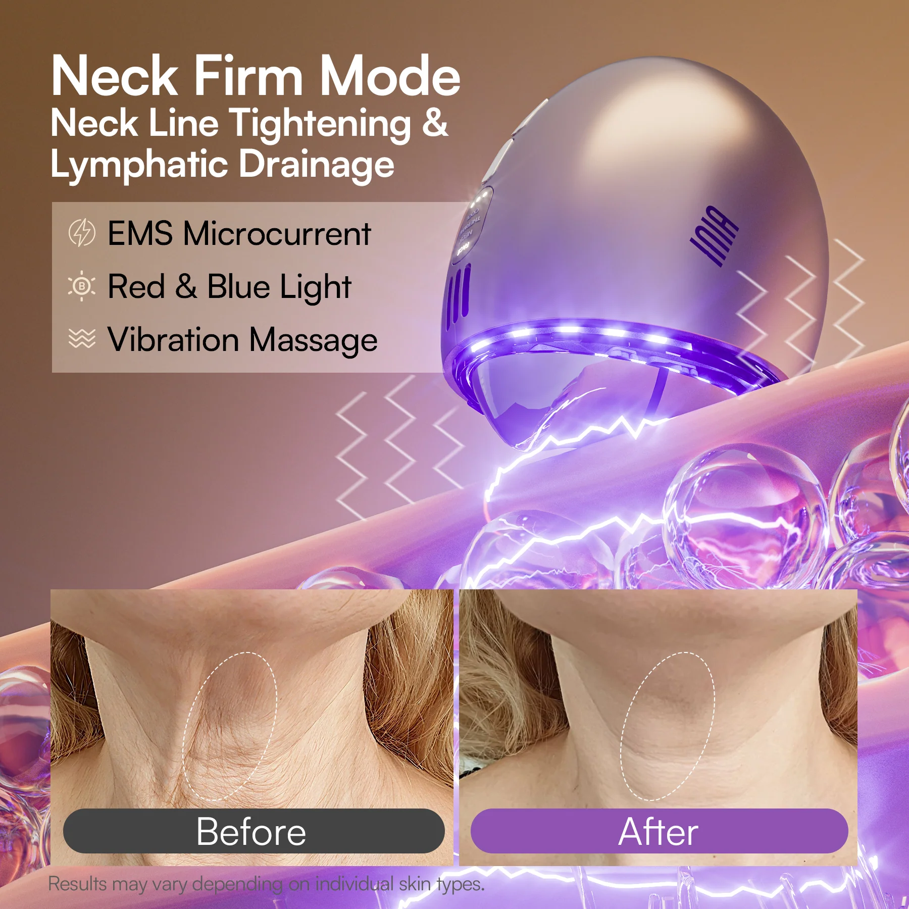 INIA GLACE Microcurrent Lymphatic Drainage Beauty Device - Image 3
